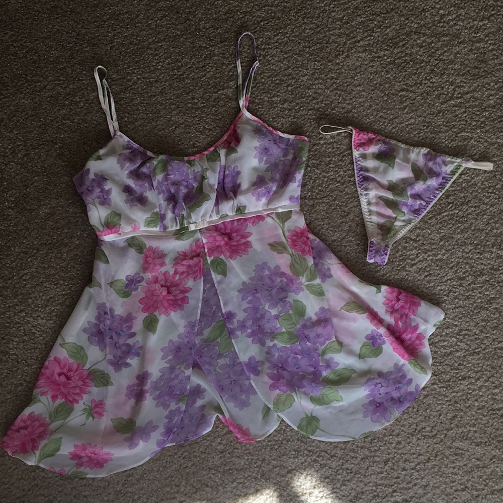 Vintage 90s y2k lingerie babydoll set